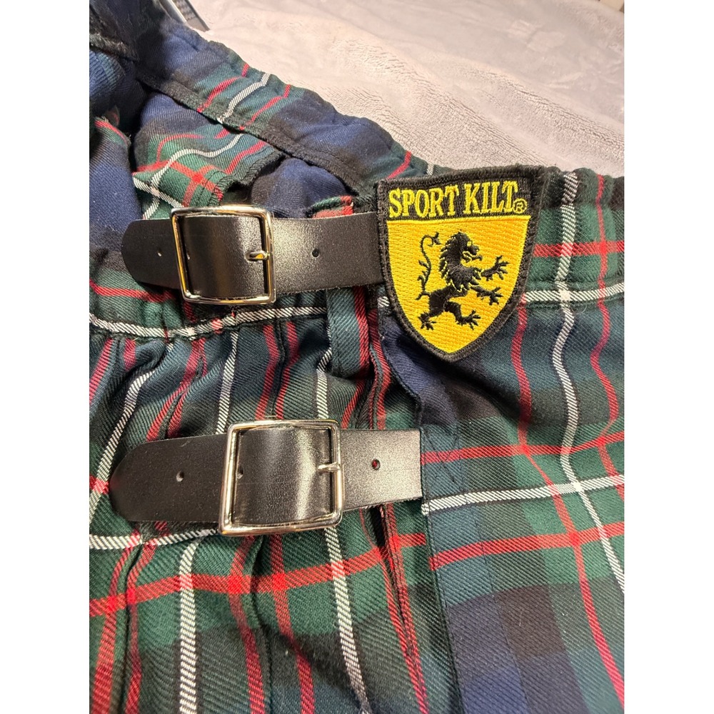 Sport Kilt Mens XXL Green Plaid Highland Games Kilt with Leather Buckles - Picture 6 of 8